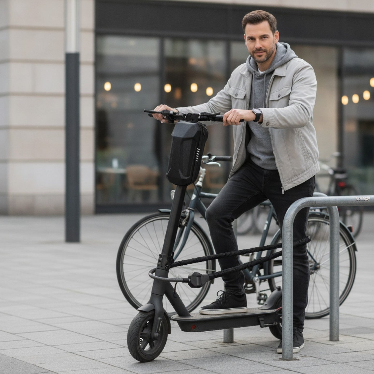 Antivol Chaîne 136cm pour Trottinette Électrique & Vélo avec Sac Inclus