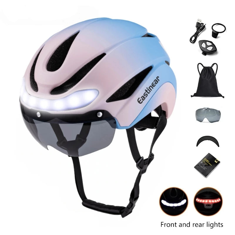 Casque Vélo Route Ultraléger Eastinear Adulte avec Lumières LED et Visière Magnétique