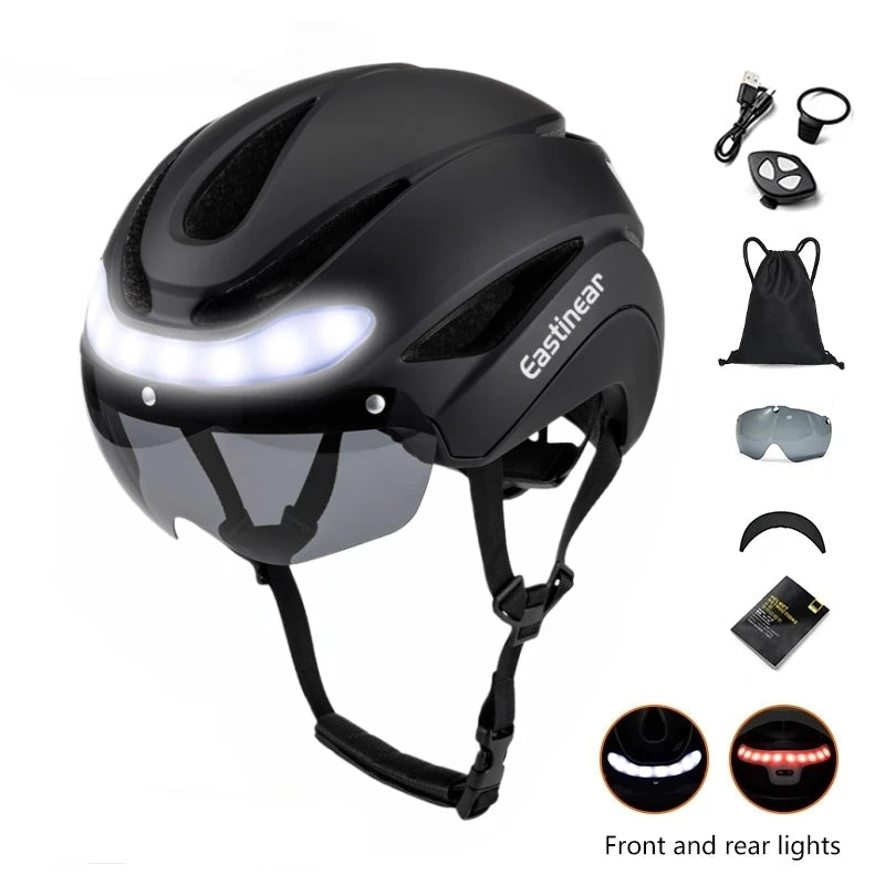 Casque Vélo Route Ultraléger Eastinear Adulte avec Lumières LED et Visière Magnétique