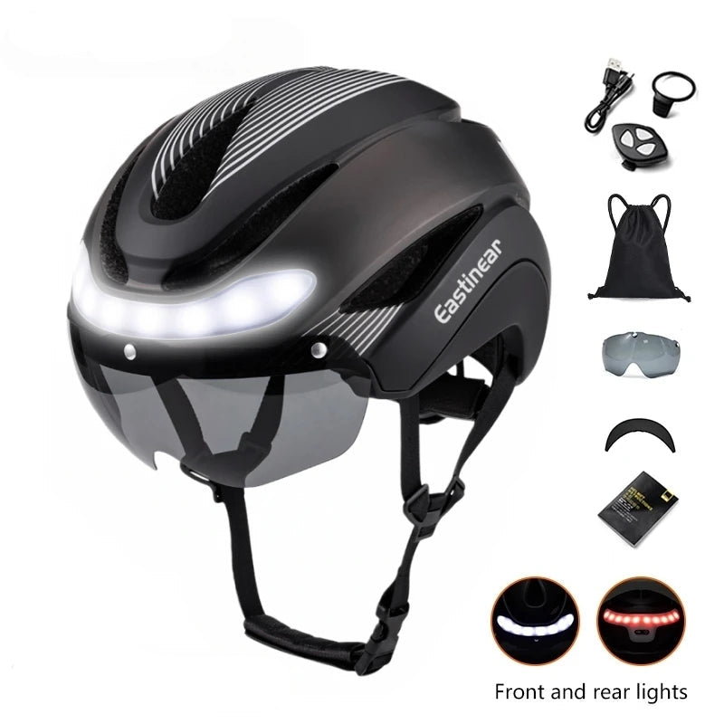 Casque Vélo Route Ultraléger Eastinear Adulte avec Lumières LED et Visière Magnétique
