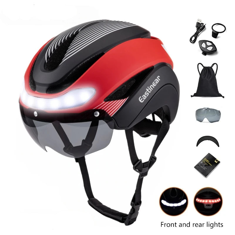 Casque Vélo Route Ultraléger Eastinear Adulte avec Lumières LED et Visière Magnétique