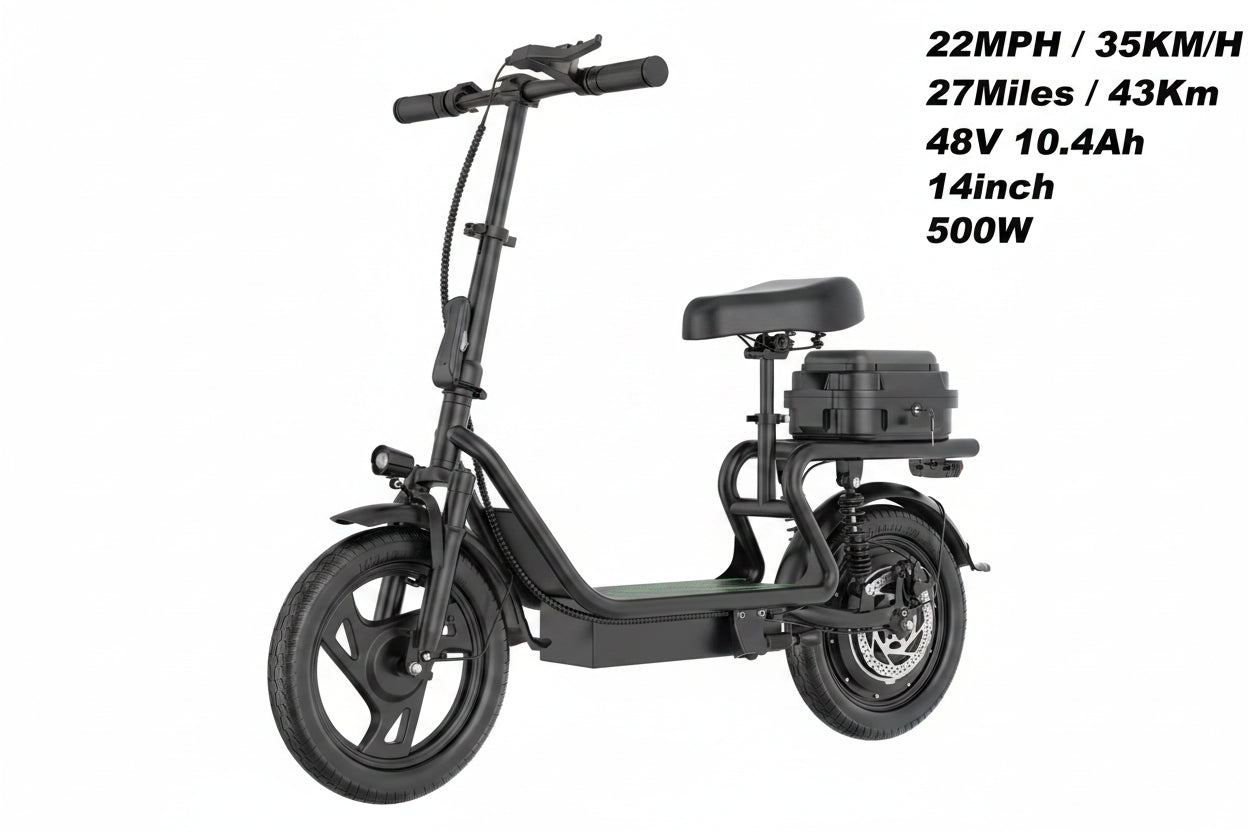 Trottinette Électrique Adulte 500W avec Siège - Autonomie 60km, Roues 14" - Expédition UE