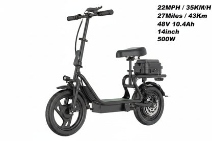Trottinette Électrique Adulte 500W avec Siège - Autonomie 60km, Roues 14" - Expédition UE