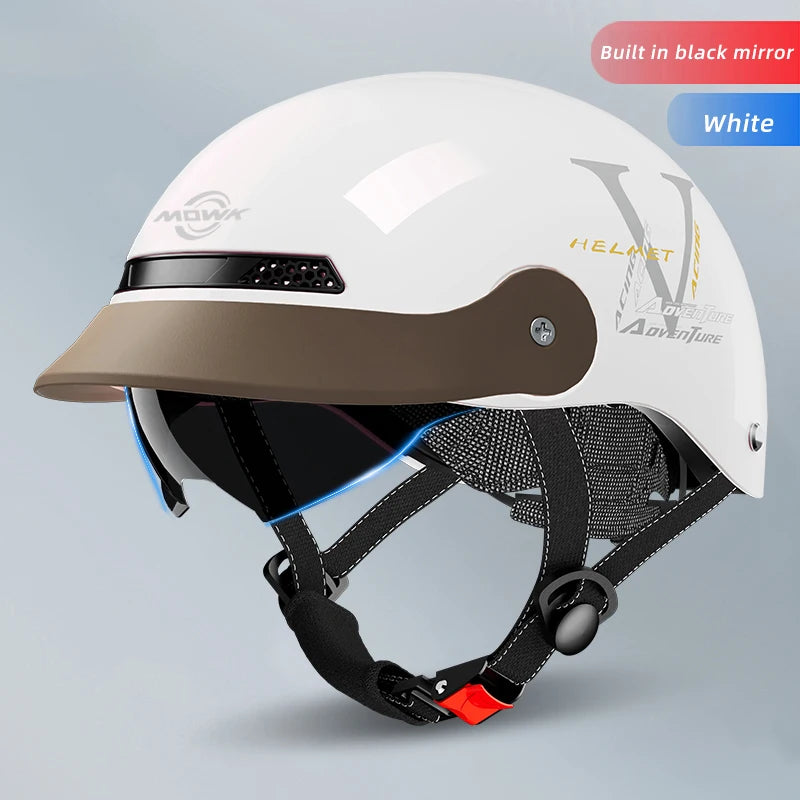 Casque Moto Vintage MOWK - Demi-casque Jet Respirant pour Homme et Femme, Sécurité Réfléchissante