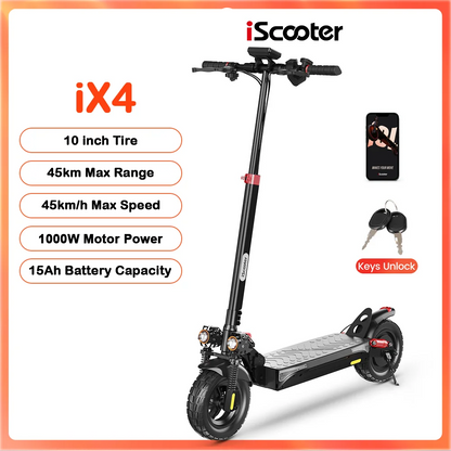 Trottinette Électrique Tout Terrain iScooter iX4 - 1000W, 48V, 45 km/h, Autonomie 45km