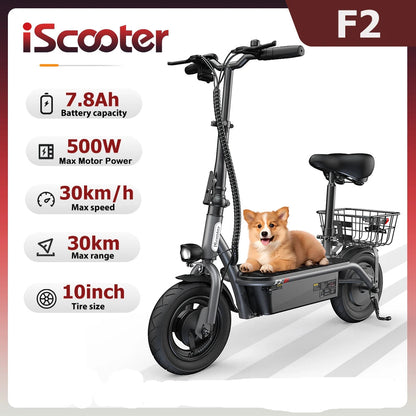Trottinette Électrique iScooter F2 Pliable - Autonomie 30km, Vitesse 30km/h, 500W