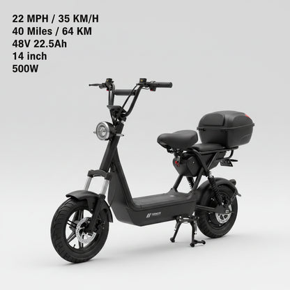 Trottinette Électrique Adulte 500W avec Siège - Autonomie 60km, Roues 14" - Expédition UE