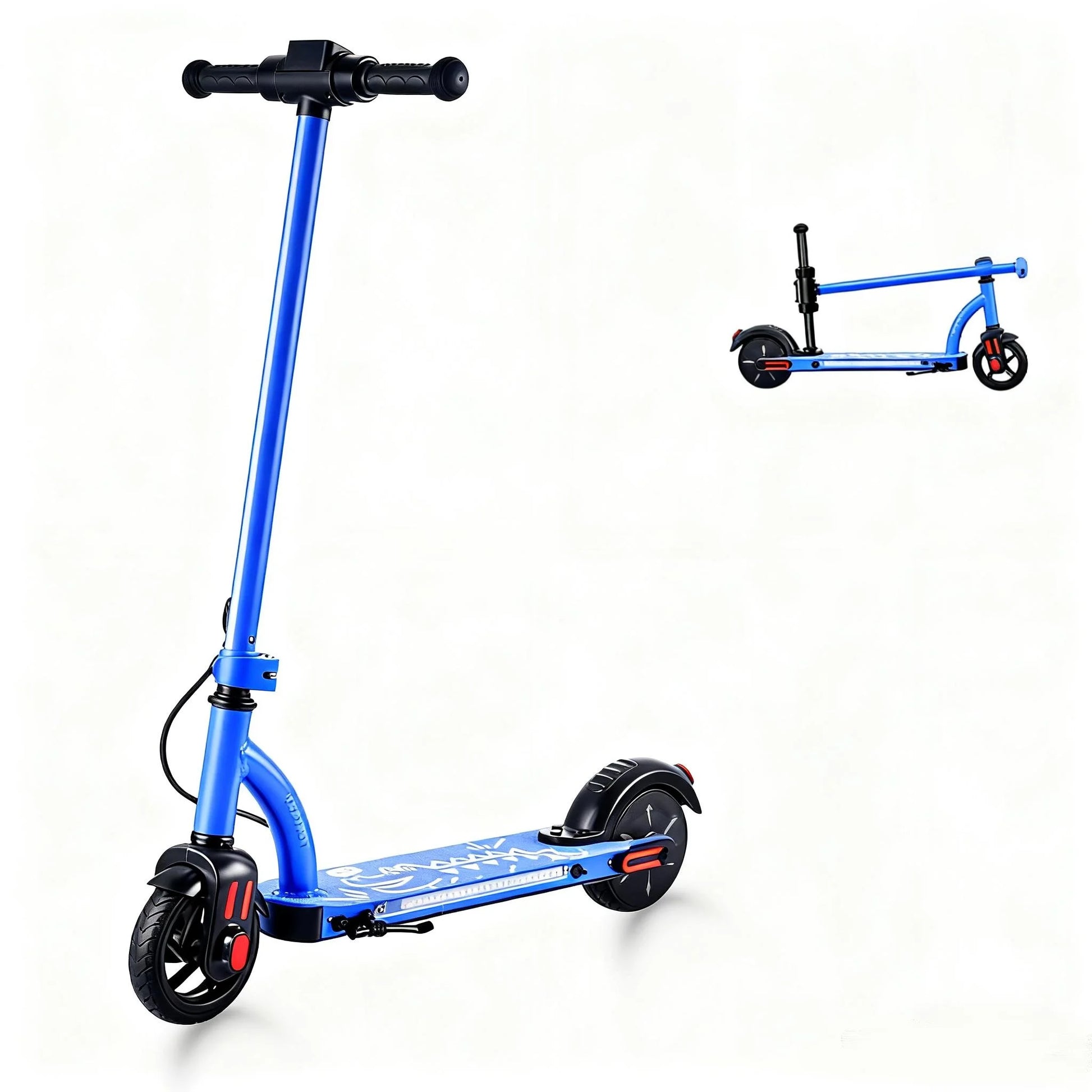 Trottinette Électrique Enfant 6.5" Bleue - Pliable, Bluetooth & Lumières LED