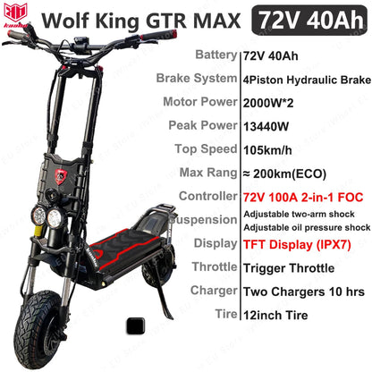 Kaabo Wolf King GTR MAX : Trottinette Électrique Haute Performance