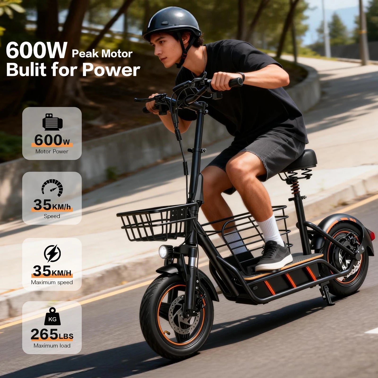 Trottinette Électrique FREEBOY H14 - Puissante 600W, Pneus 14 Pouces, Idéale Trajets & Courses