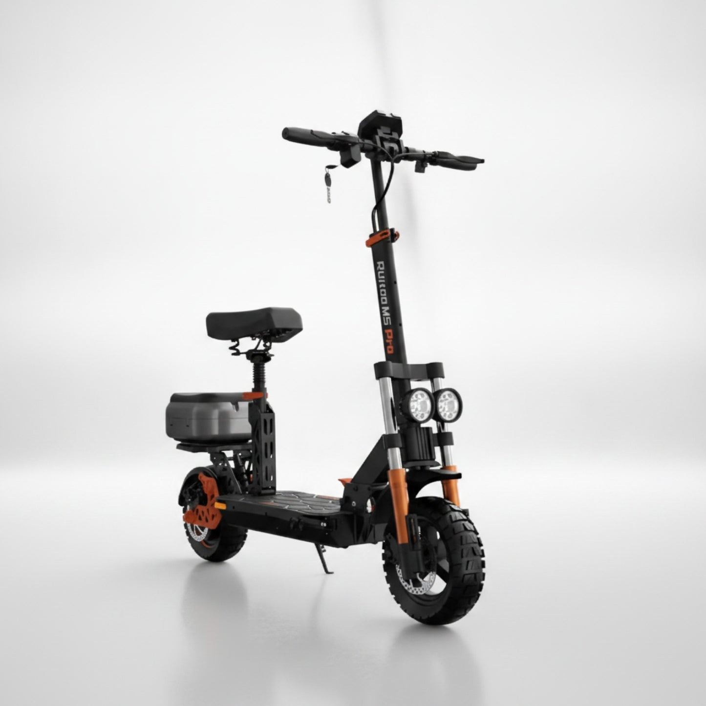 Trottinette Électrique Puissante 1200W : Grande Autonomie 80km, Freins Hydrauliques, Siège & Coffre Inclus