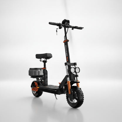 Trottinette Électrique Puissante 1200W : Grande Autonomie 80km, Freins Hydrauliques, Siège & Coffre Inclus