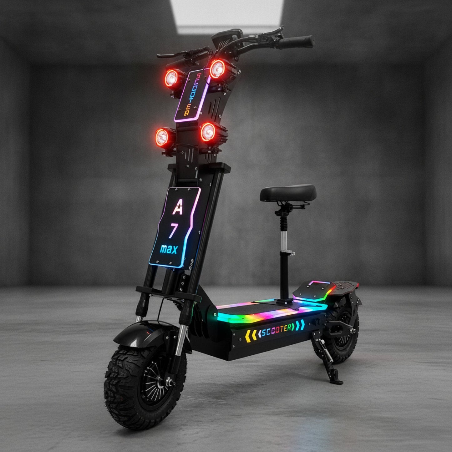 Trottinette Électrique Tout-Terrain Gleeride A7 MAX - Puissance 5000W, Autonomie 72V 50Ah, Roues 13 Pouces