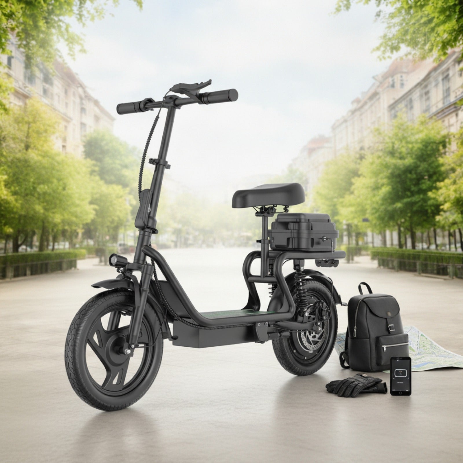 Trottinette Électrique Adulte 500W avec Siège - Autonomie 60km, Roues 14" - Expédition UE