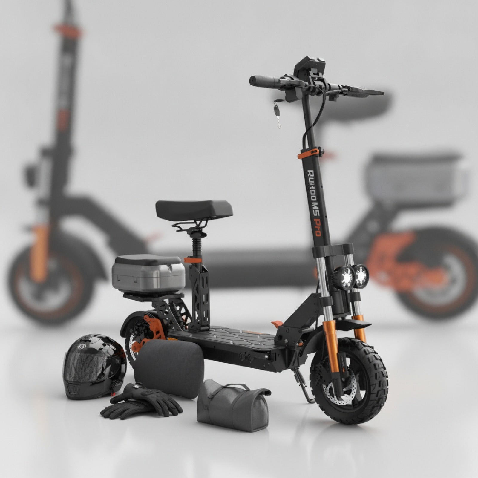 Trottinette Électrique Puissante 1200W : Grande Autonomie 80km, Freins Hydrauliques, Siège & Coffre Inclus