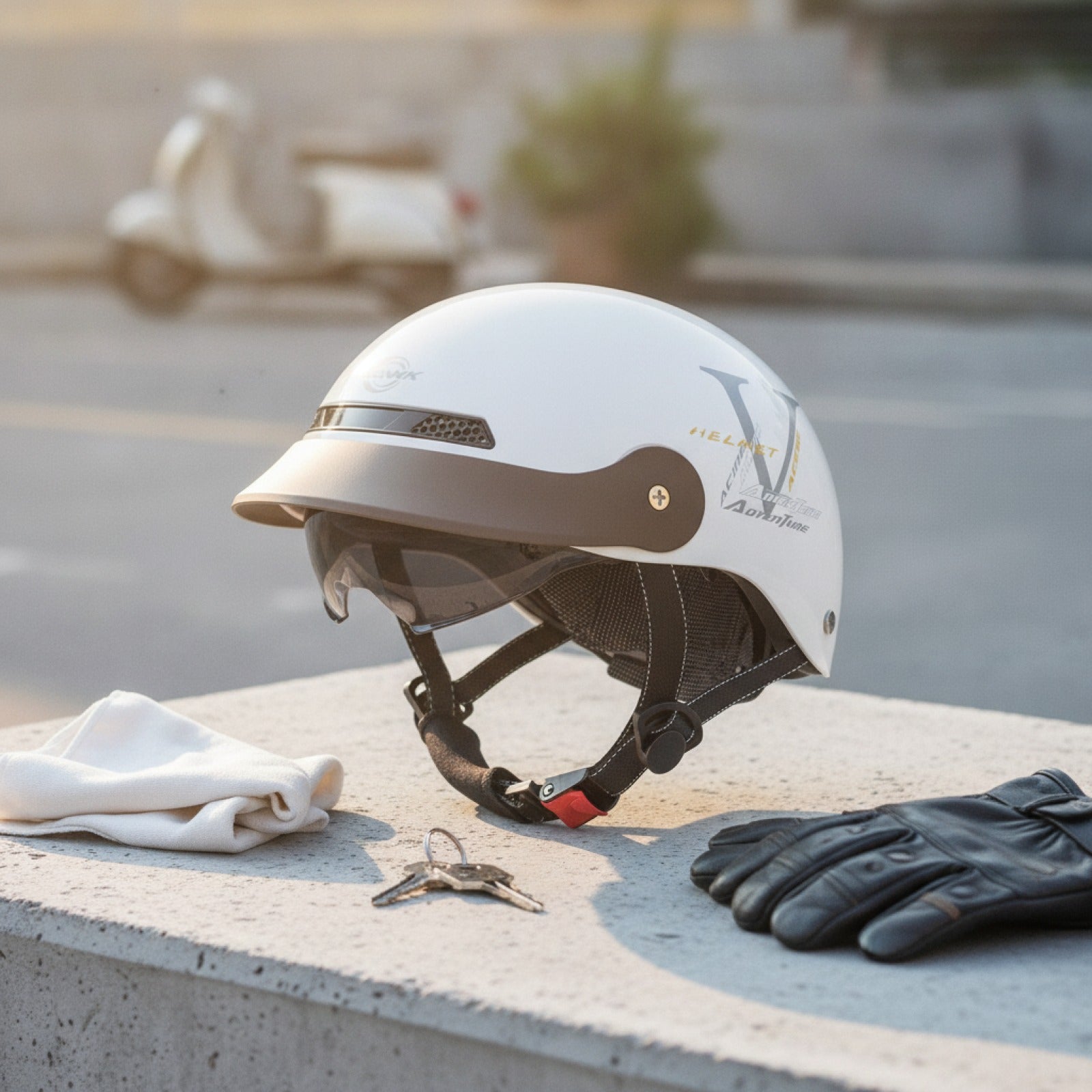 Casque Moto Vintage MOWK - Demi-casque Jet Respirant pour Homme et Femme, Sécurité Réfléchissante