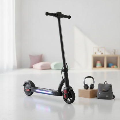 Trottinette Électrique Enfant 6.5" - Bluetooth, LED, Pliable, Noir