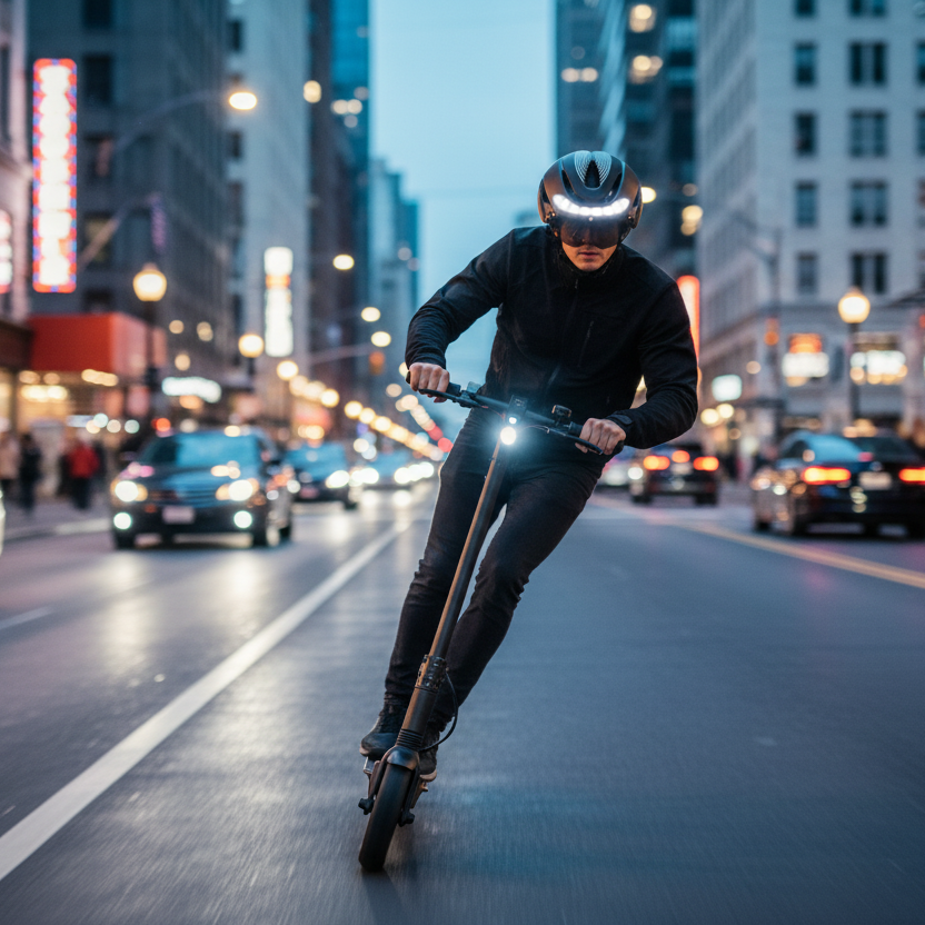 Casque Eastinear avec personne sur trottinette électrique