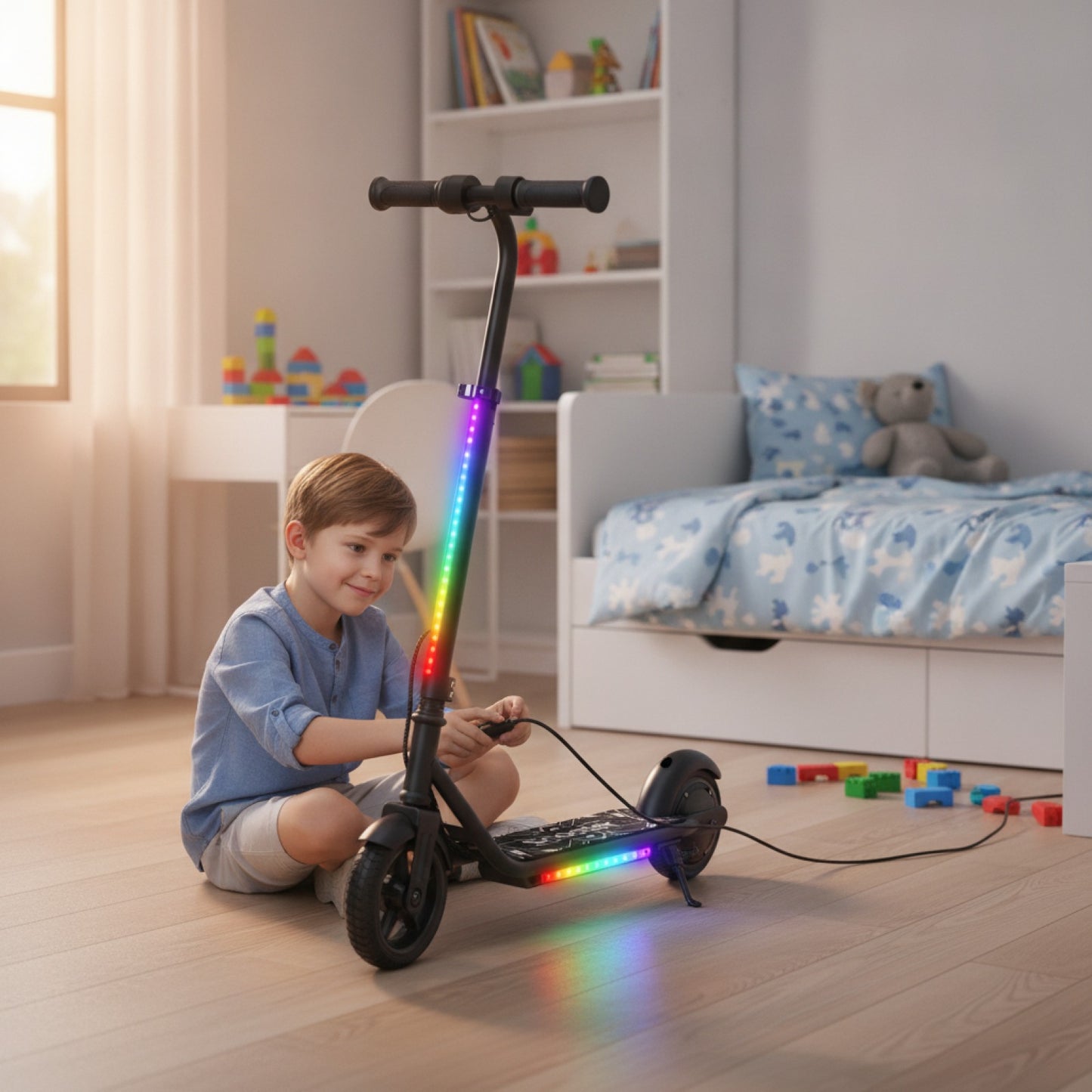 Trottinette Électrique K2Pro pour Enfants - 16 km/h, 6-9 km d'autonomie, 3 Vitesses, LED