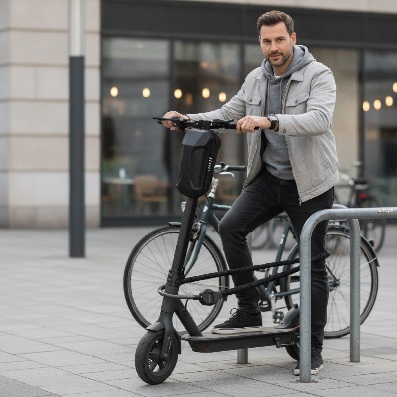 Antivol Chaîne 136cm pour Trottinette Électrique & Vélo avec Sac Inclus