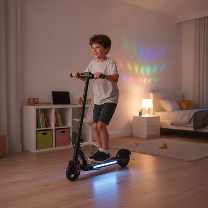 Trottinette Électrique Enfant 6.5" - Bluetooth, LED, Pliable, Noir