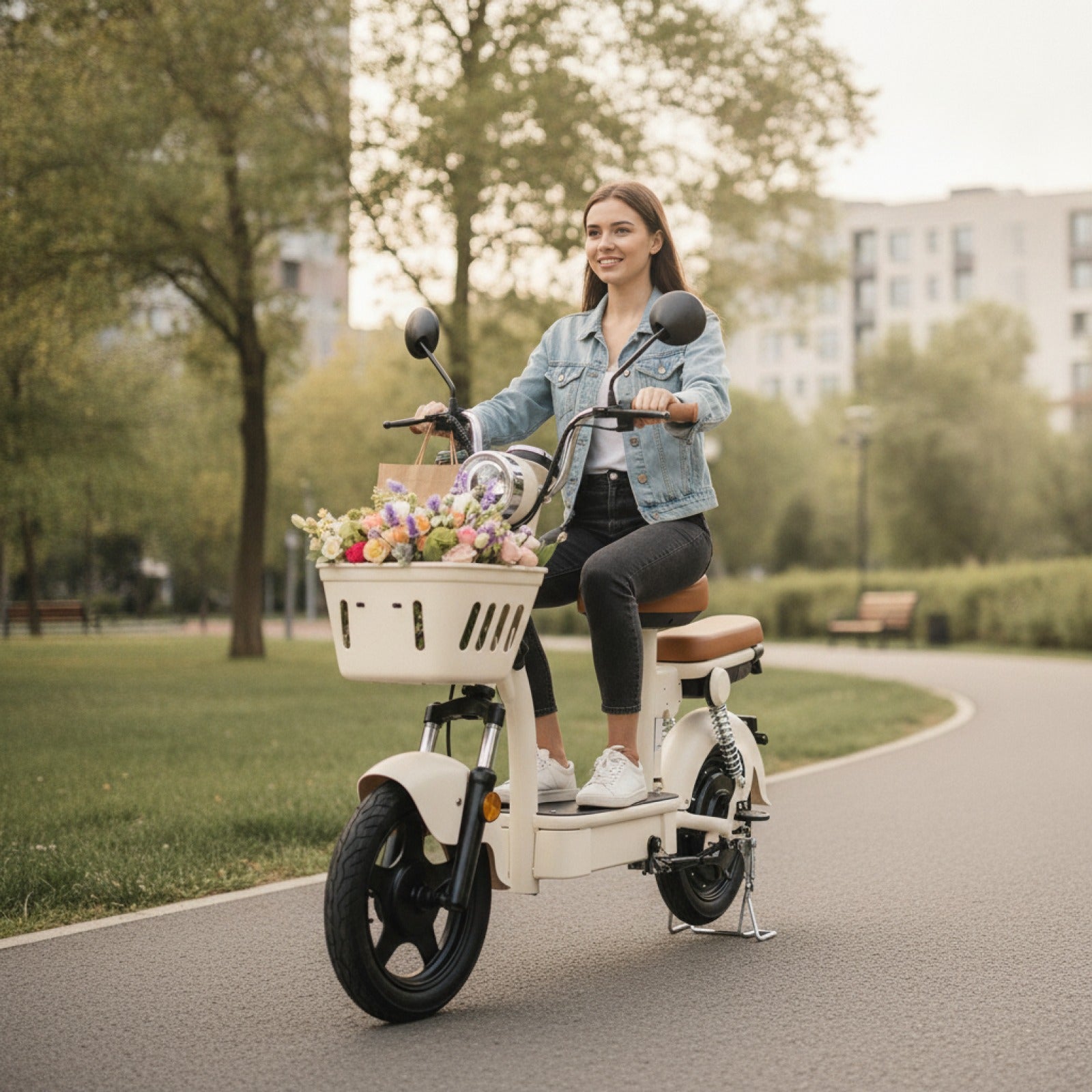 Trottinette Électrique iScooter Y16 City Grocery - 14 pouces, 1200W, Grande Autonomie 90-100 km