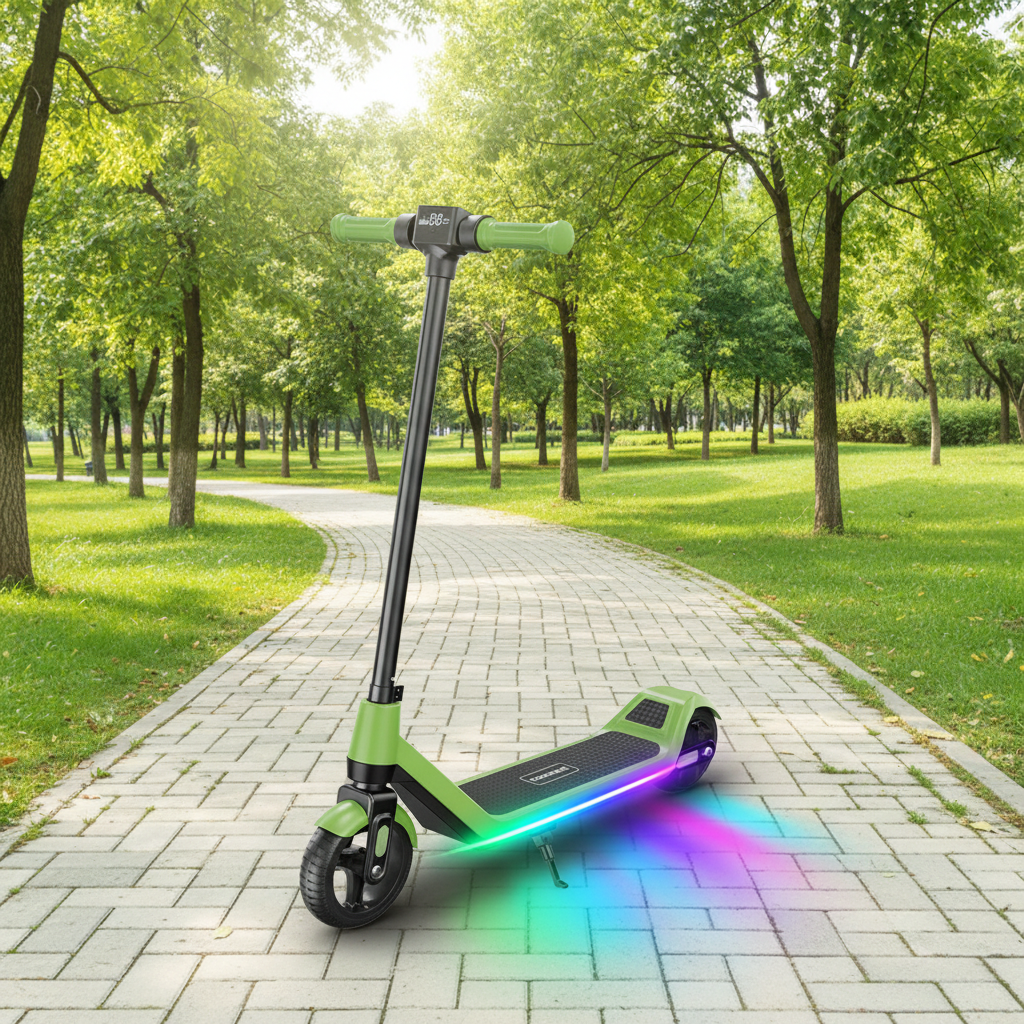 Scooter électrique posé dans un parc