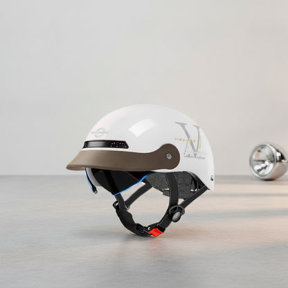 Casque Moto Vintage MOWK - Demi-casque Jet Respirant pour Homme et Femme, Sécurité Réfléchissante