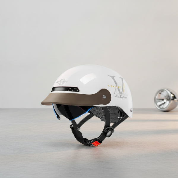 Casque Moto Vintage MOWK - Demi-casque Jet Respirant pour Homme et Femme, Sécurité Réfléchissante